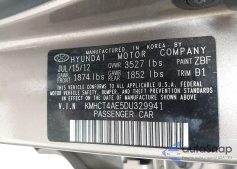 2013 Hyundai Accent Gls из США, поврежденный, VIN KMHCT4AE5DU329941